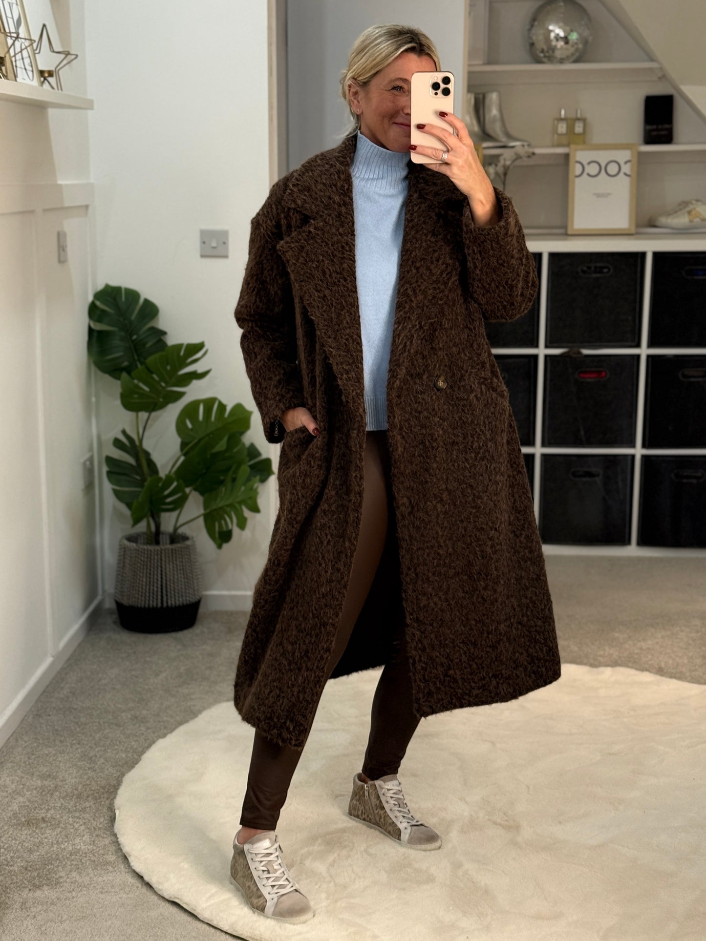 Chocolate Double Breasted Cosy Coat