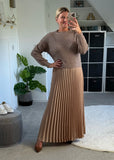 Mocha/Gold 2 in 1 Pleated Jumper Dress