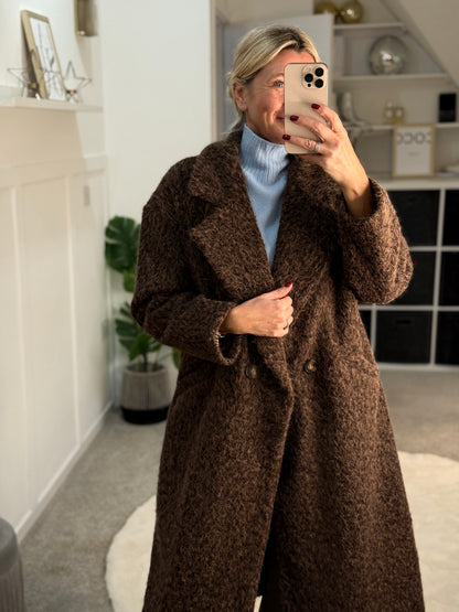 Chocolate Double Breasted Cosy Coat