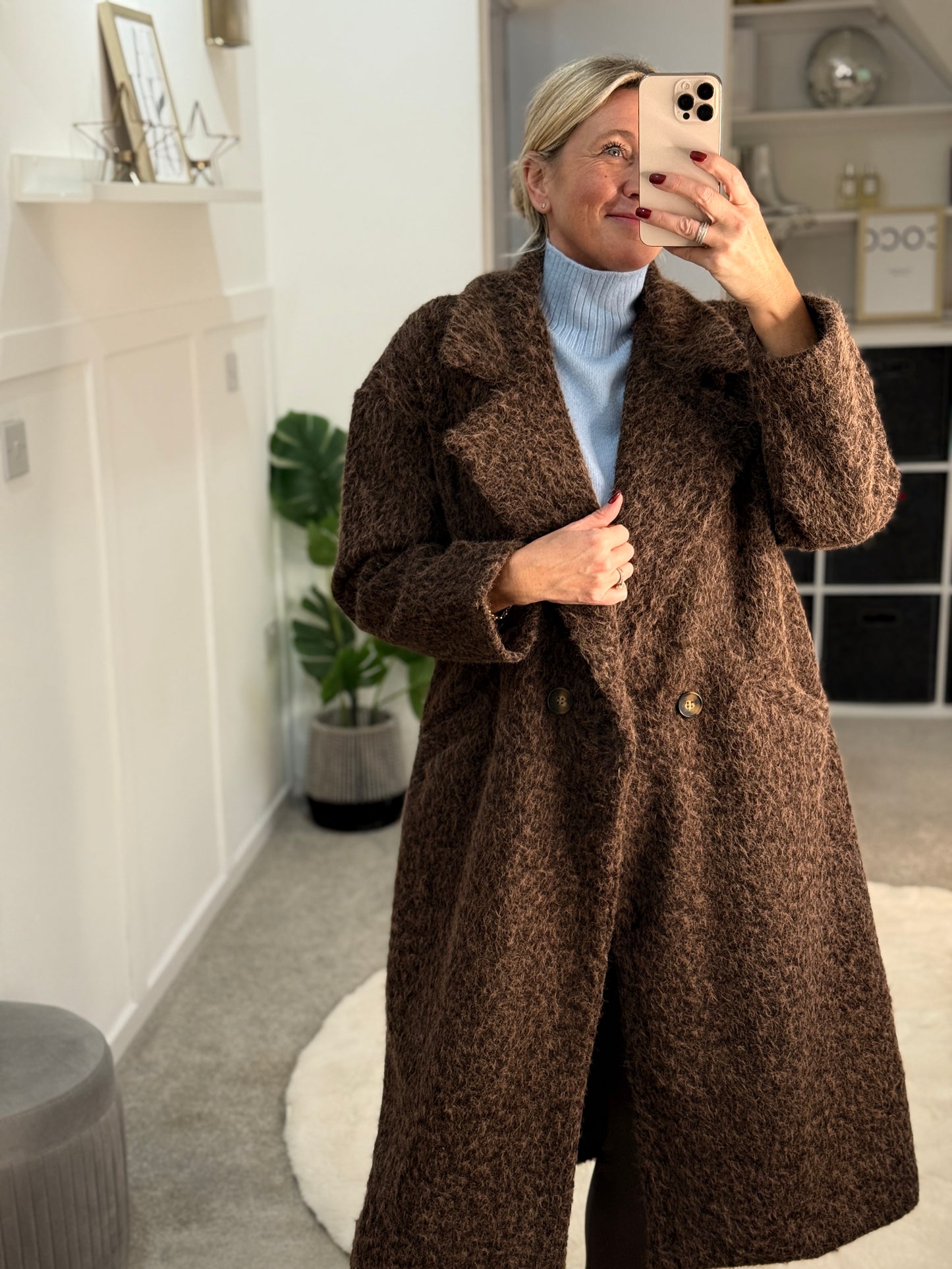 Chocolate Double Breasted Cosy Coat