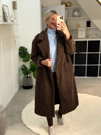Chocolate Double Breasted Cosy Coat