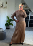 Mocha/Gold 2 in 1 Pleated Jumper Dress