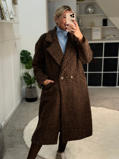 Chocolate Double Breasted Cosy Coat