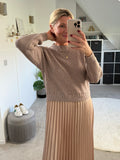 Mocha/Gold 2 in 1 Pleated Jumper Dress