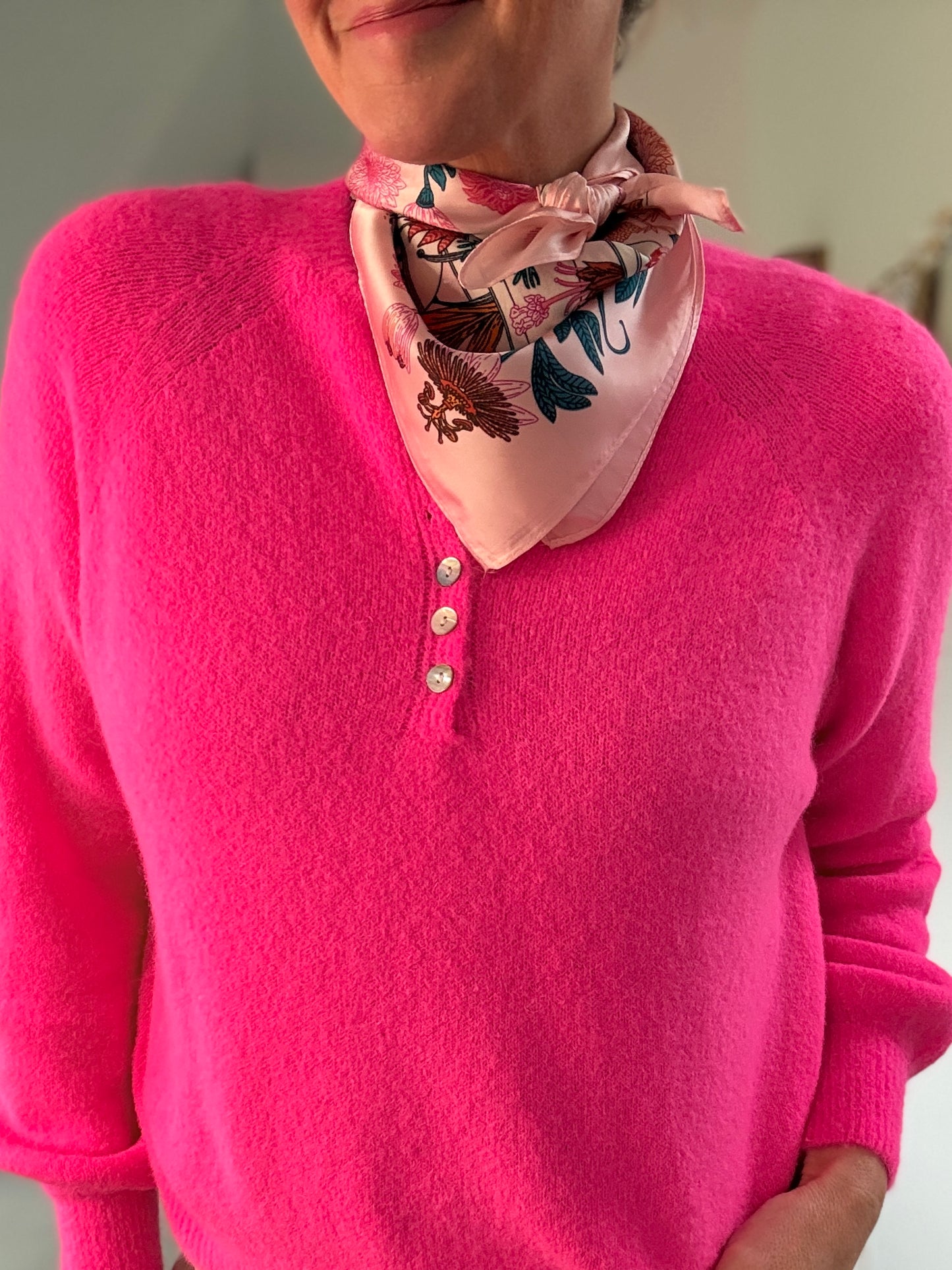 Pink Jungle Square Silk Touch Scarf 70cm