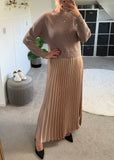 Mocha/Gold 2 in 1 Pleated Jumper Dress