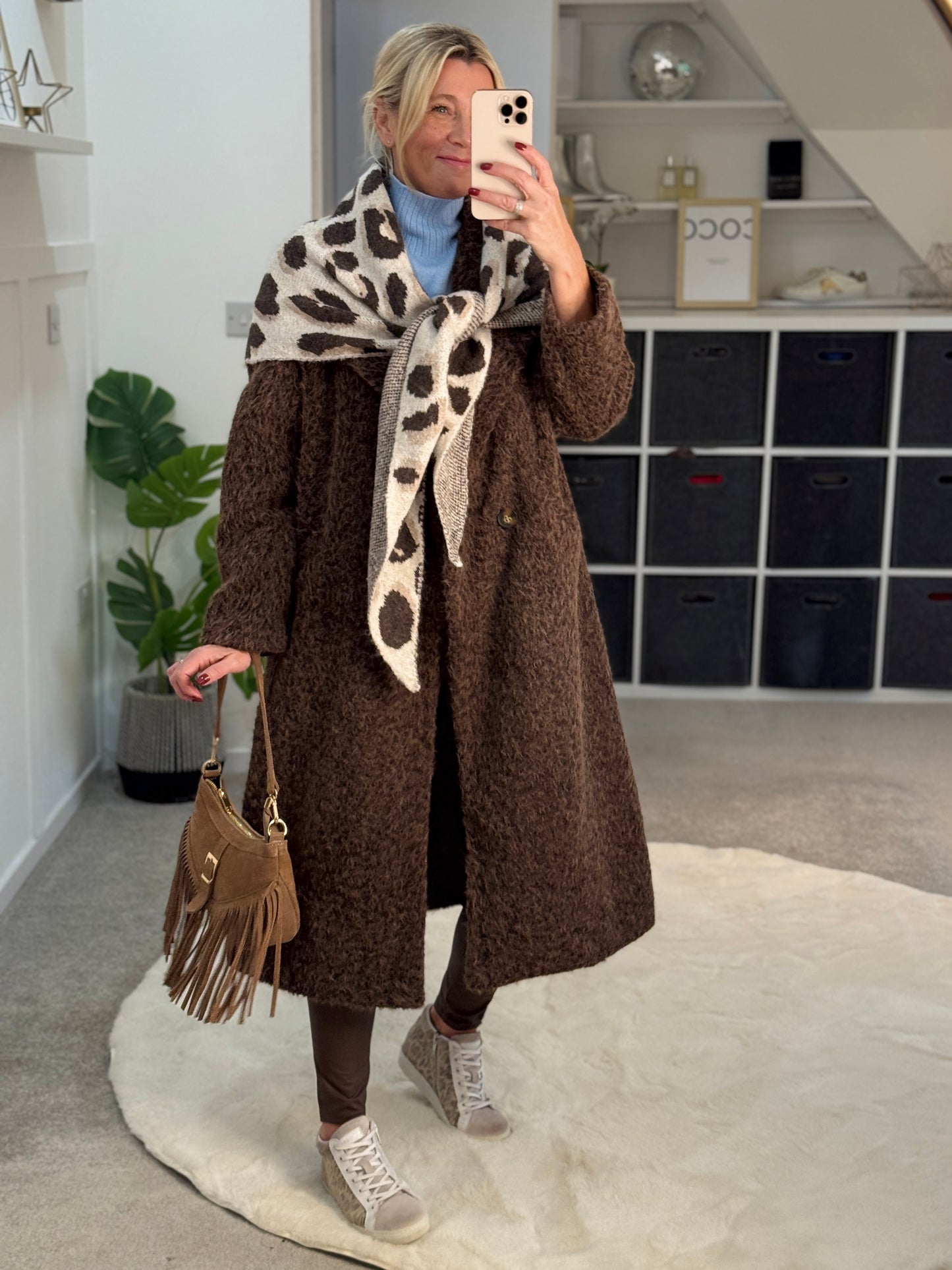 Chocolate Double Breasted Cosy Coat