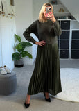 Khaki 2 in 1 Pleated Jumper Dress