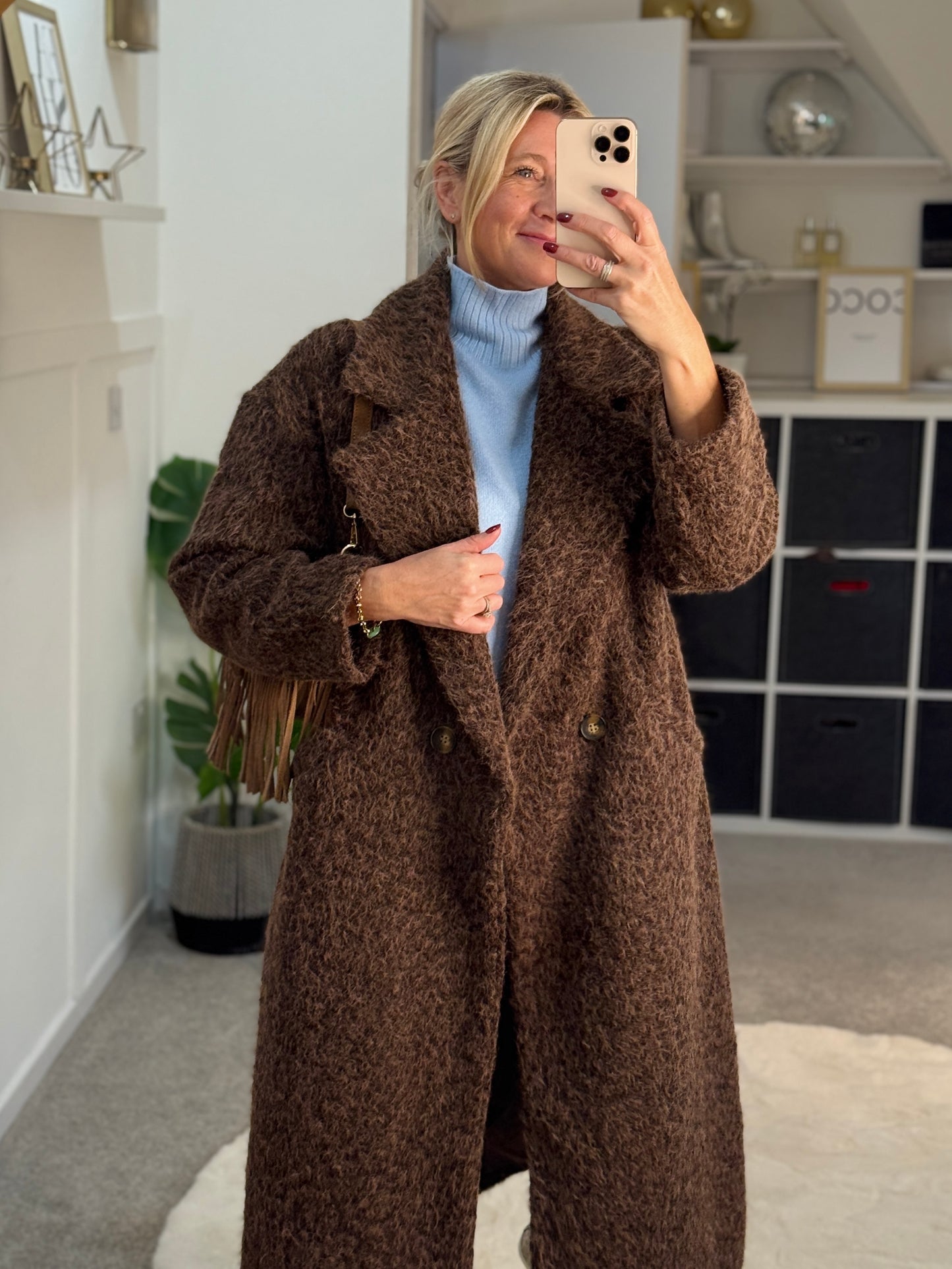 Chocolate Double Breasted Cosy Coat