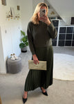 Khaki 2 in 1 Pleated Jumper Dress