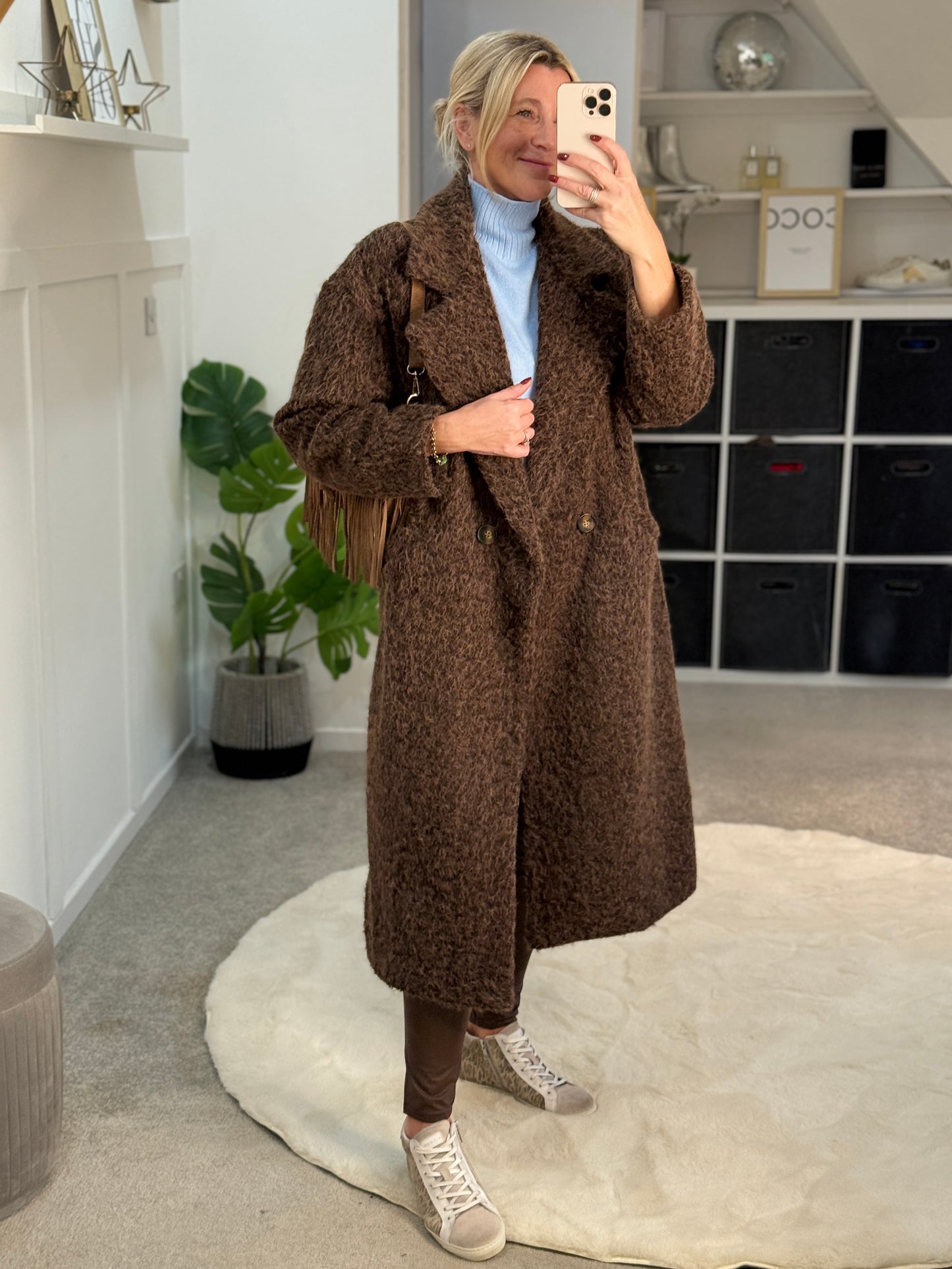 Black Double Breasted Cosy Coat