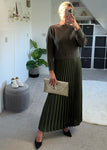 Khaki 2 in 1 Pleated Jumper Dress