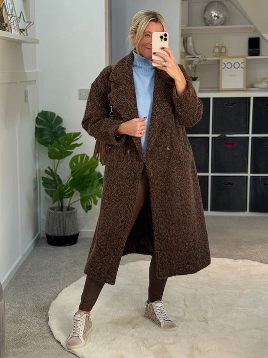 Chocolate Double Breasted Cosy Coat