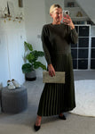 Khaki 2 in 1 Pleated Jumper Dress