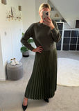 Khaki 2 in 1 Pleated Jumper Dress