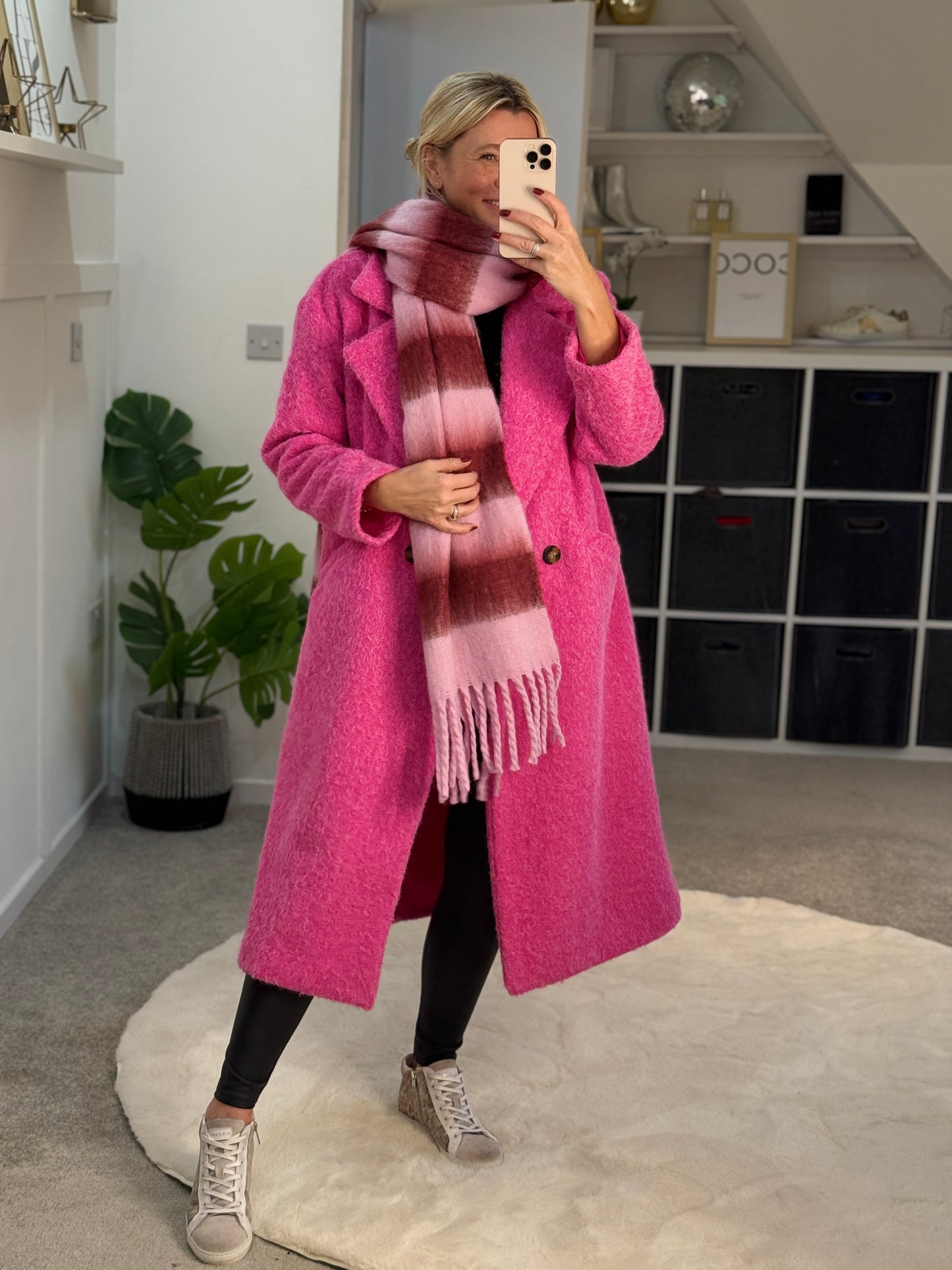 Hot Pink Double Breasted Cosy Coat