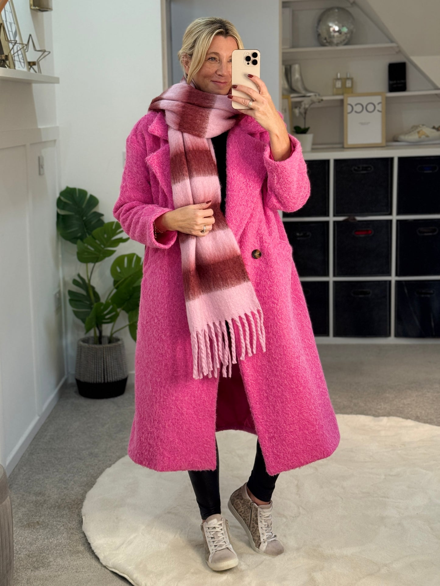 Hot Pink Double Breasted Cosy Coat