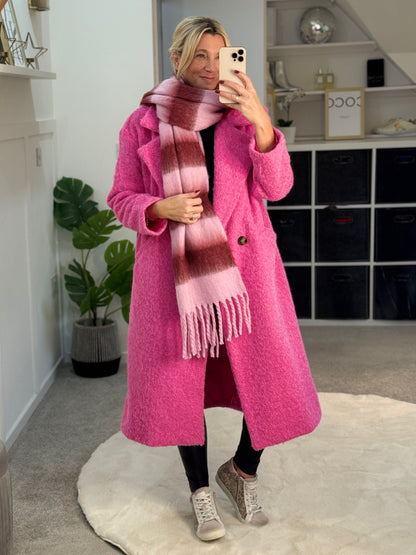 Hot Pink Double Breasted Cosy Coat