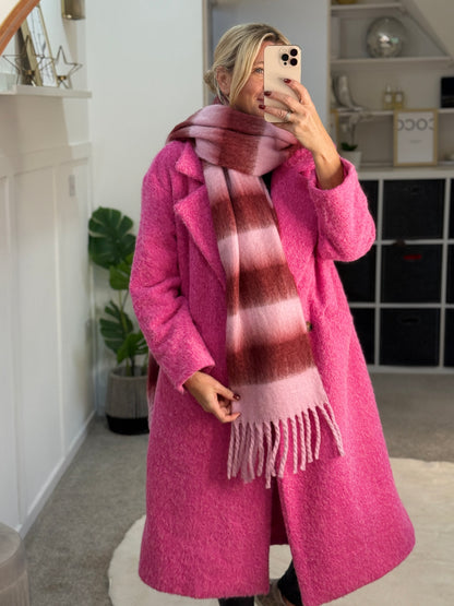Hot Pink Double Breasted Cosy Coat