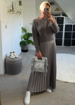 Grey/Silver 2 in 1 Pleated Jumper Dress