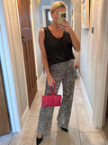 Black Sequin Wide Leg Trousers