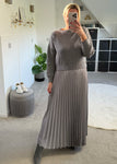 Grey/Silver 2 in 1 Pleated Jumper Dress