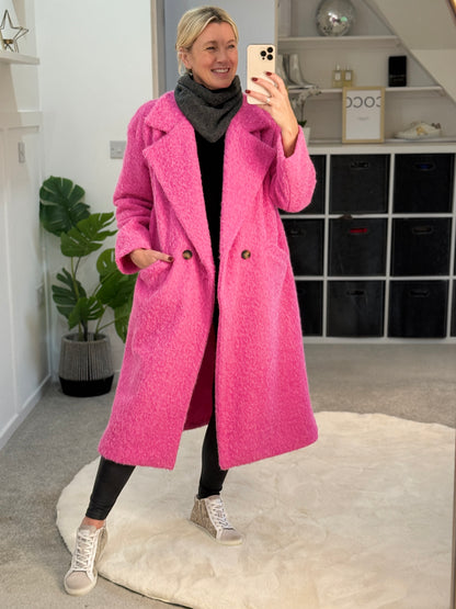 Hot Pink Double Breasted Cosy Coat