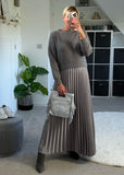 Grey/Silver 2 in 1 Pleated Jumper Dress