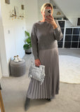 Grey/Silver 2 in 1 Pleated Jumper Dress