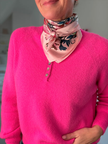 Pink Jungle Square Silk Touch Scarf 70cm