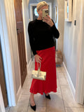 Red Satin Slip Skirt