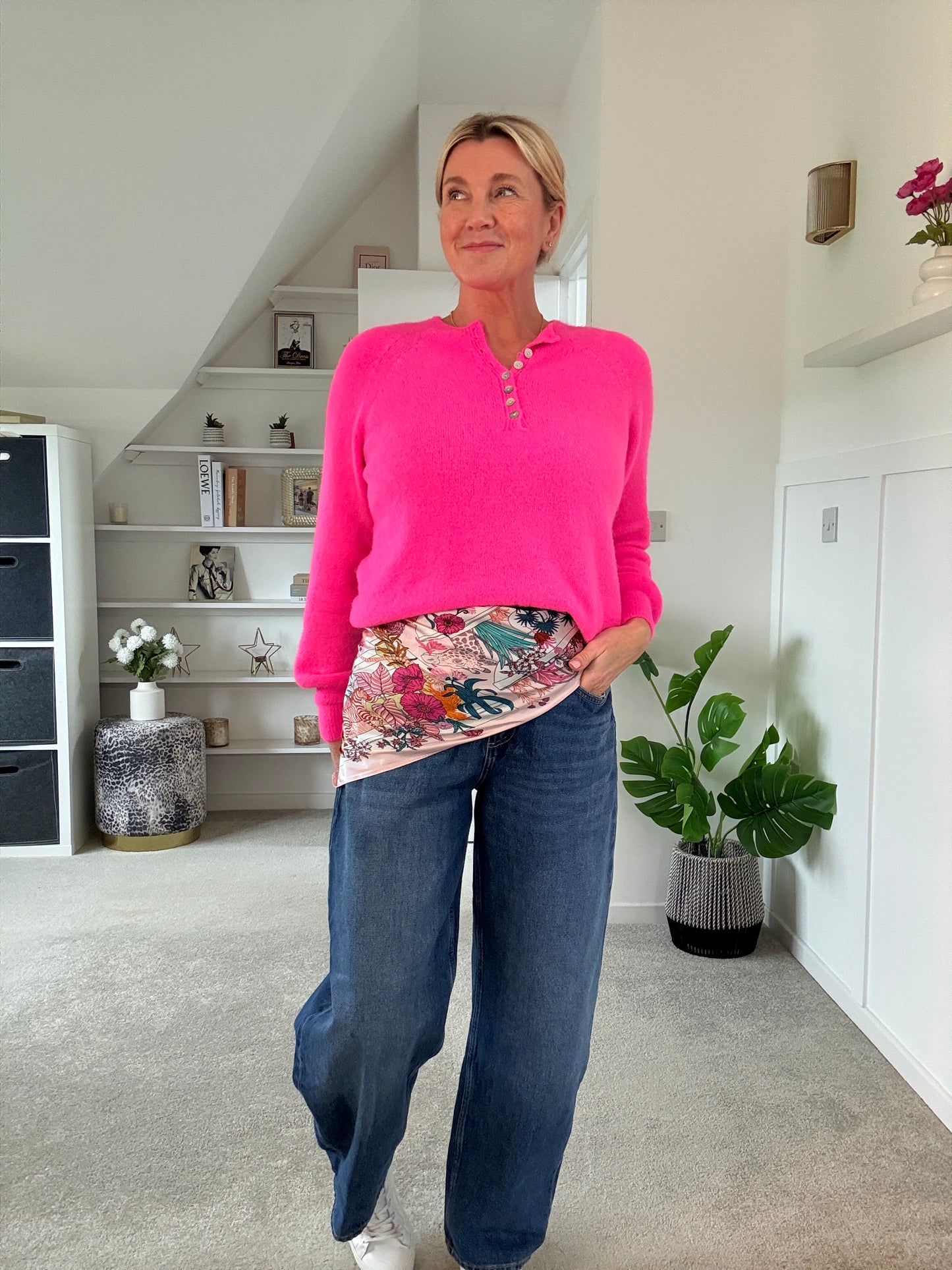 Pink Jungle Square Silk Touch Scarf 70cm
