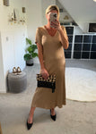 Gold Short Sleeve Satin Slip Dress