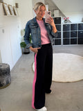 Navy/Pink Stripe Wide Leg Trousers