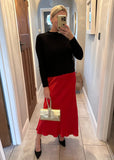 Red Satin Slip Skirt