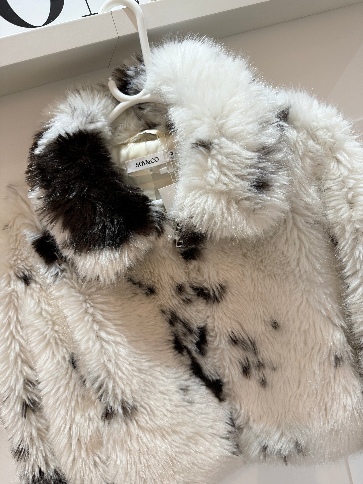 Cow Print Faux Fur Cropped Jacket