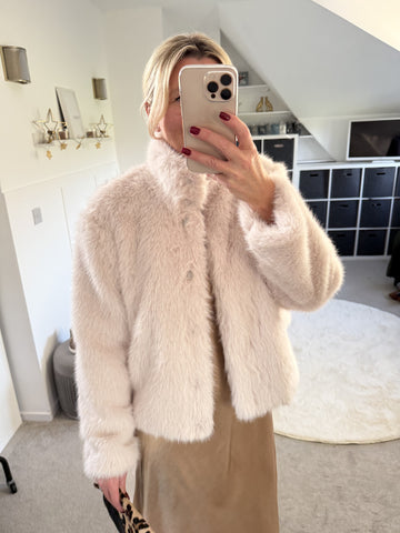 Monroe Oatmeal Faux Fur Jacket