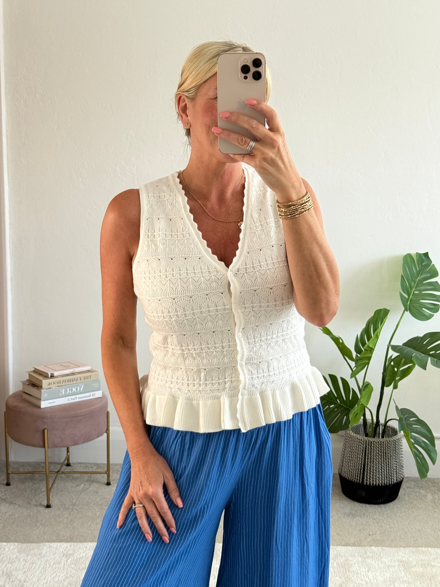 Cream Crochet Frill Edge Top