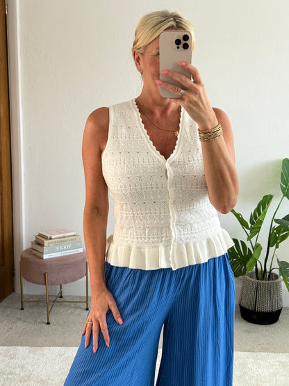 Cream Crochet Frill Edge Top