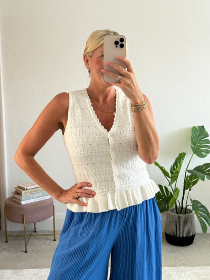 Cream Crochet Frill Edge Top