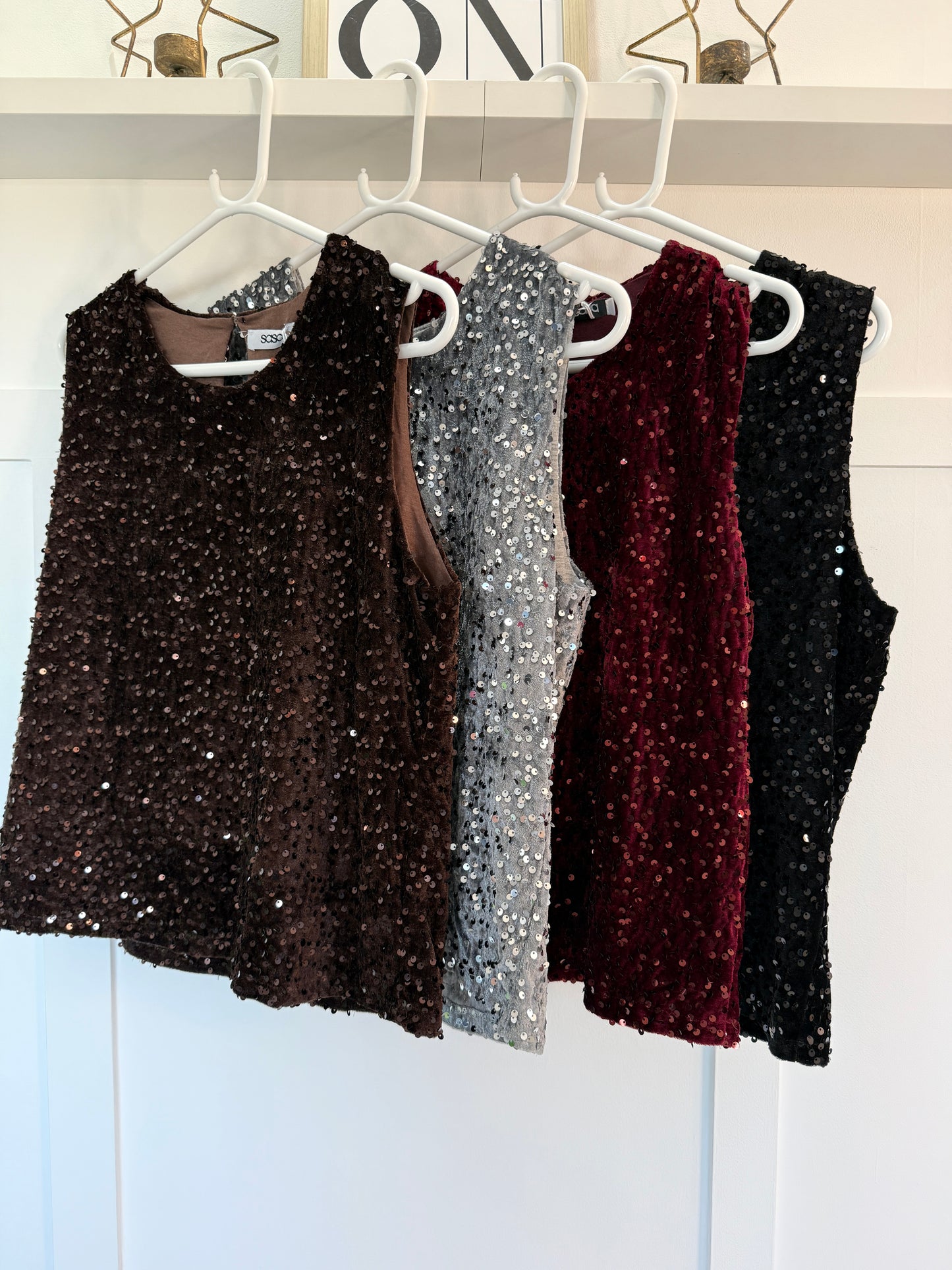 Burgundy Sequin Sleeveless Top