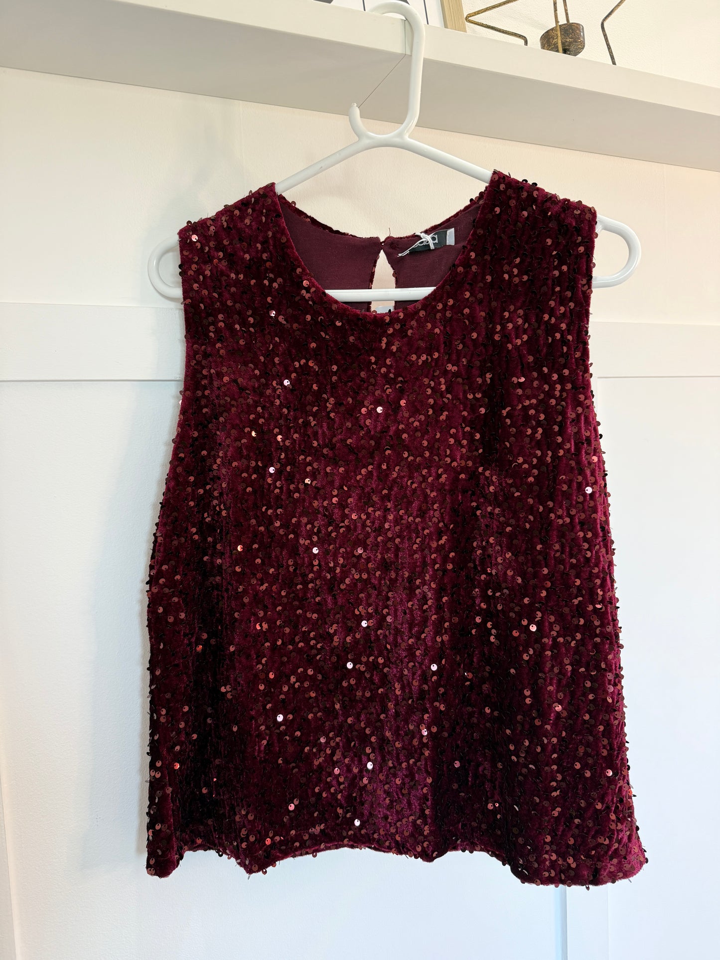 Burgundy Sequin Sleeveless Top