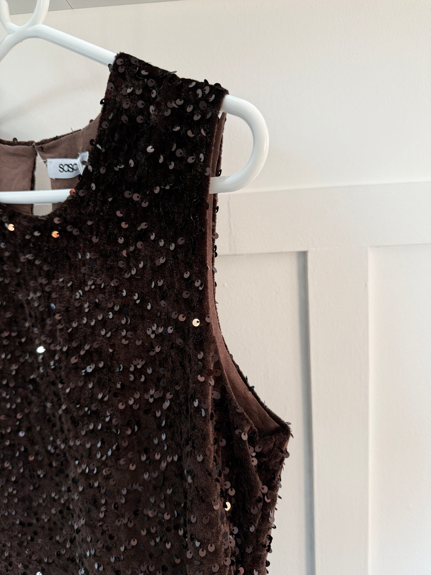 Chocolate Sequin Sleeveless Top
