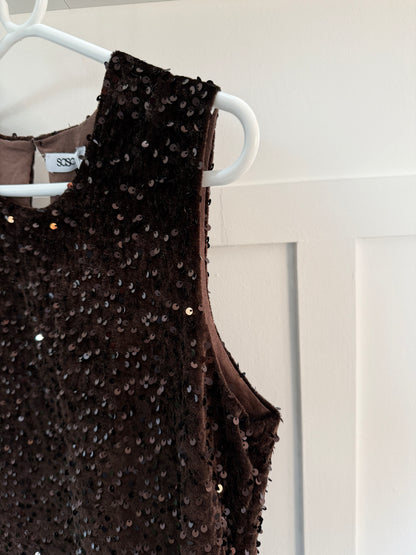 Chocolate Sequin Sleeveless Top