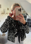 Black/Silver Bow Tie Front Sequin Jacket