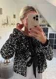 Black/Silver Bow Tie Front Sequin Jacket