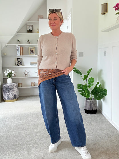 Beige Alpaca Mix Button Cardigan