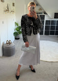 Black/Silver Bow Tie Front Sequin Jacket