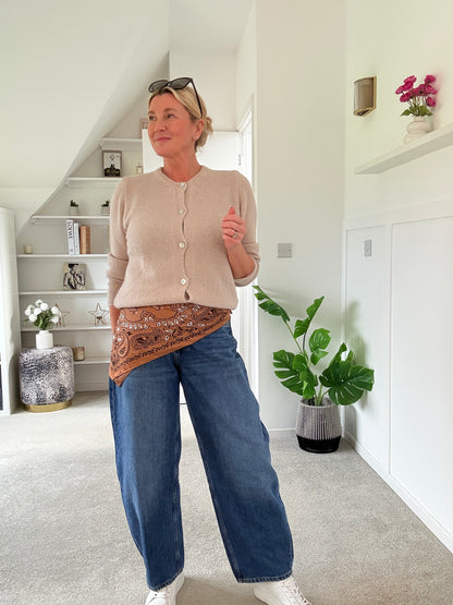 Beige Alpaca Mix Button Cardigan
