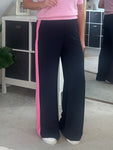 Navy/Pink Stripe Wide Leg Trousers